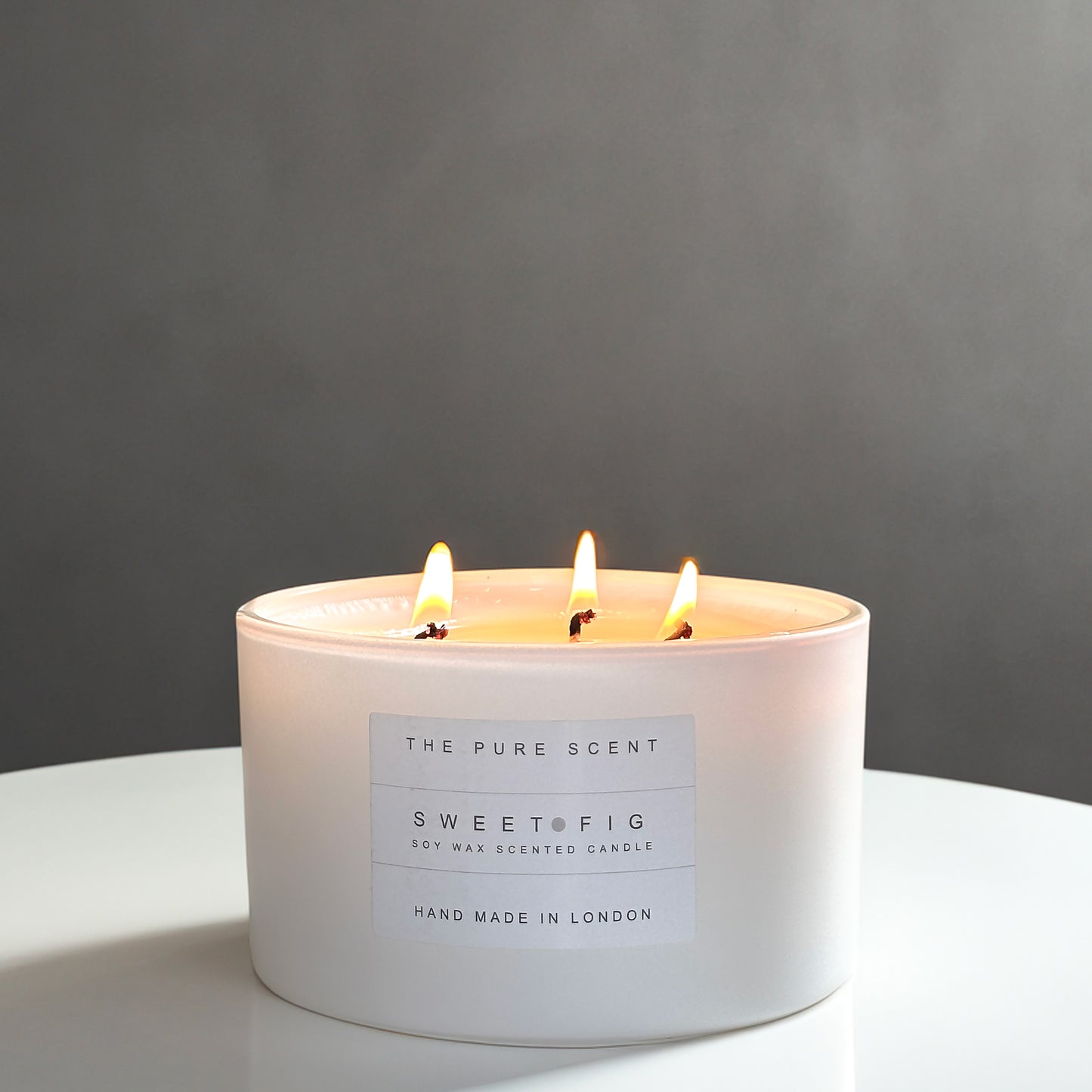 Large 3 Wick Soy Candle in White Matt Glass
