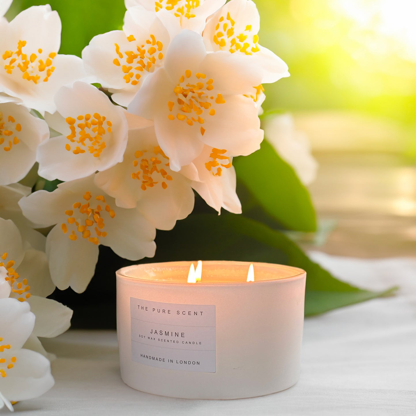 Large 3 Wick Soy Candle in White Matt Glass