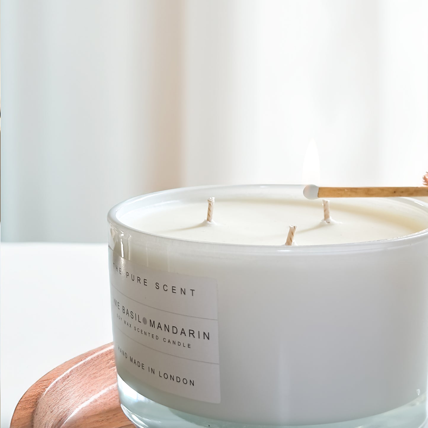 Large 3 Wick Soy Candle in Glossy White Glass