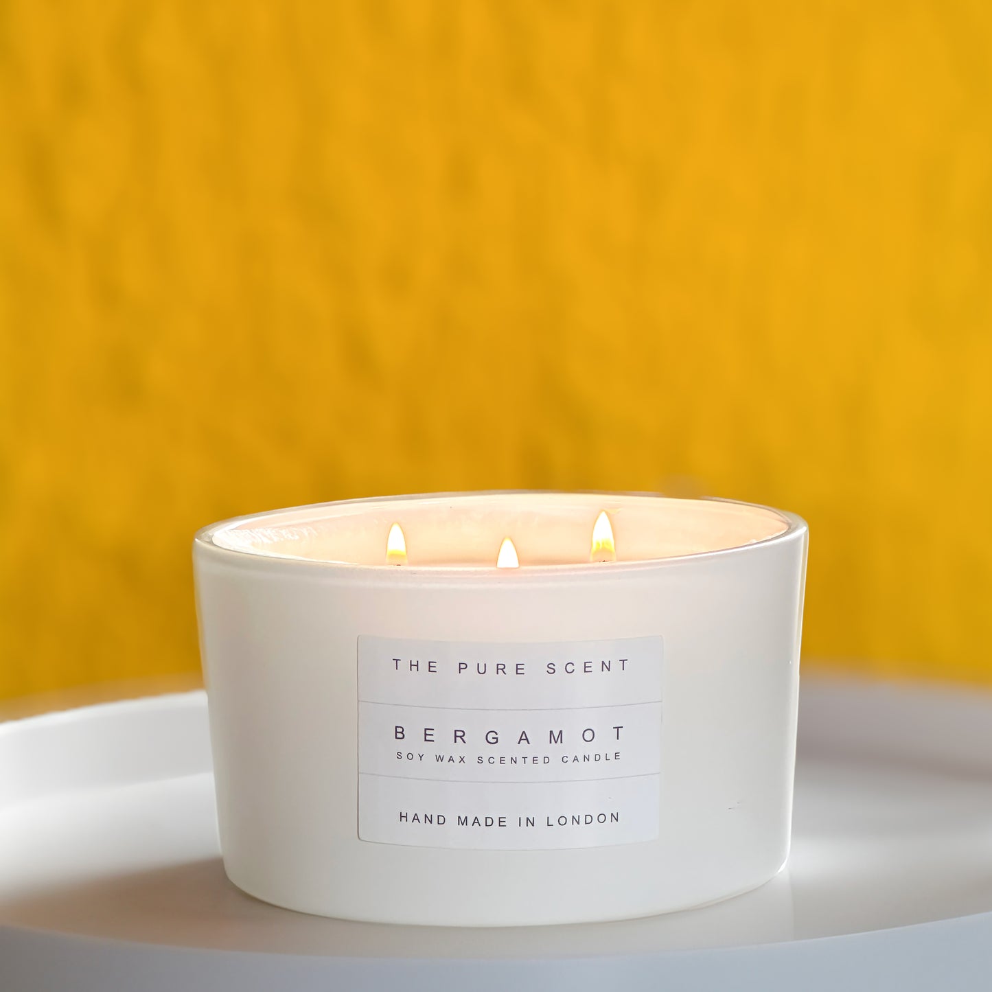 Large 3 Wick Soy Candle in White Matt Glass