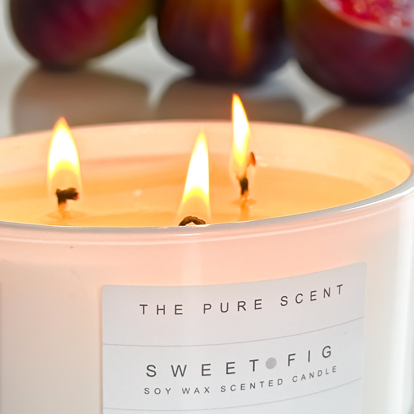 Large 3 Wick Soy Candle in Glossy White Glass