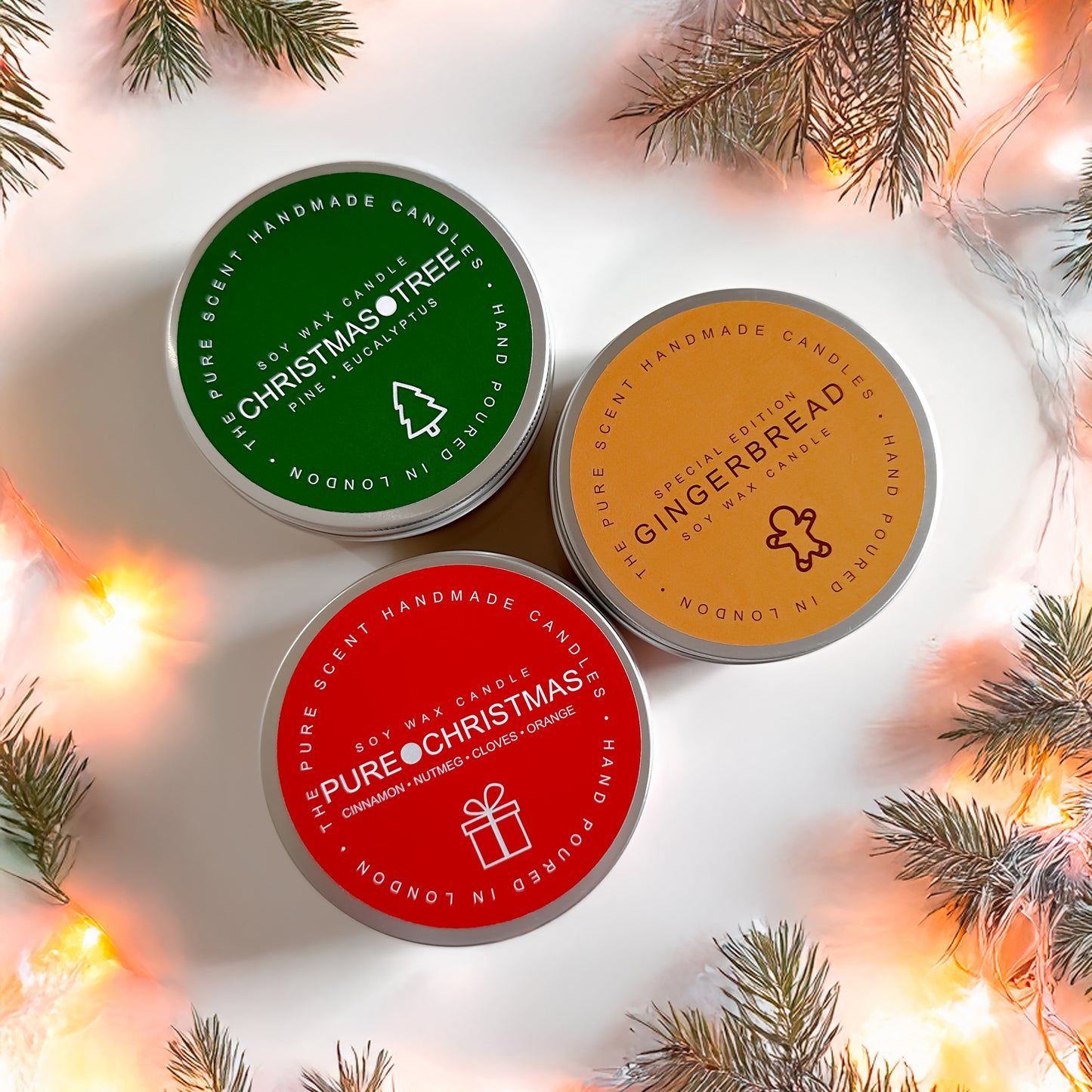 Christmas 3 Wick Soy Candles in a Tin - 150g | 3 Festive Scents