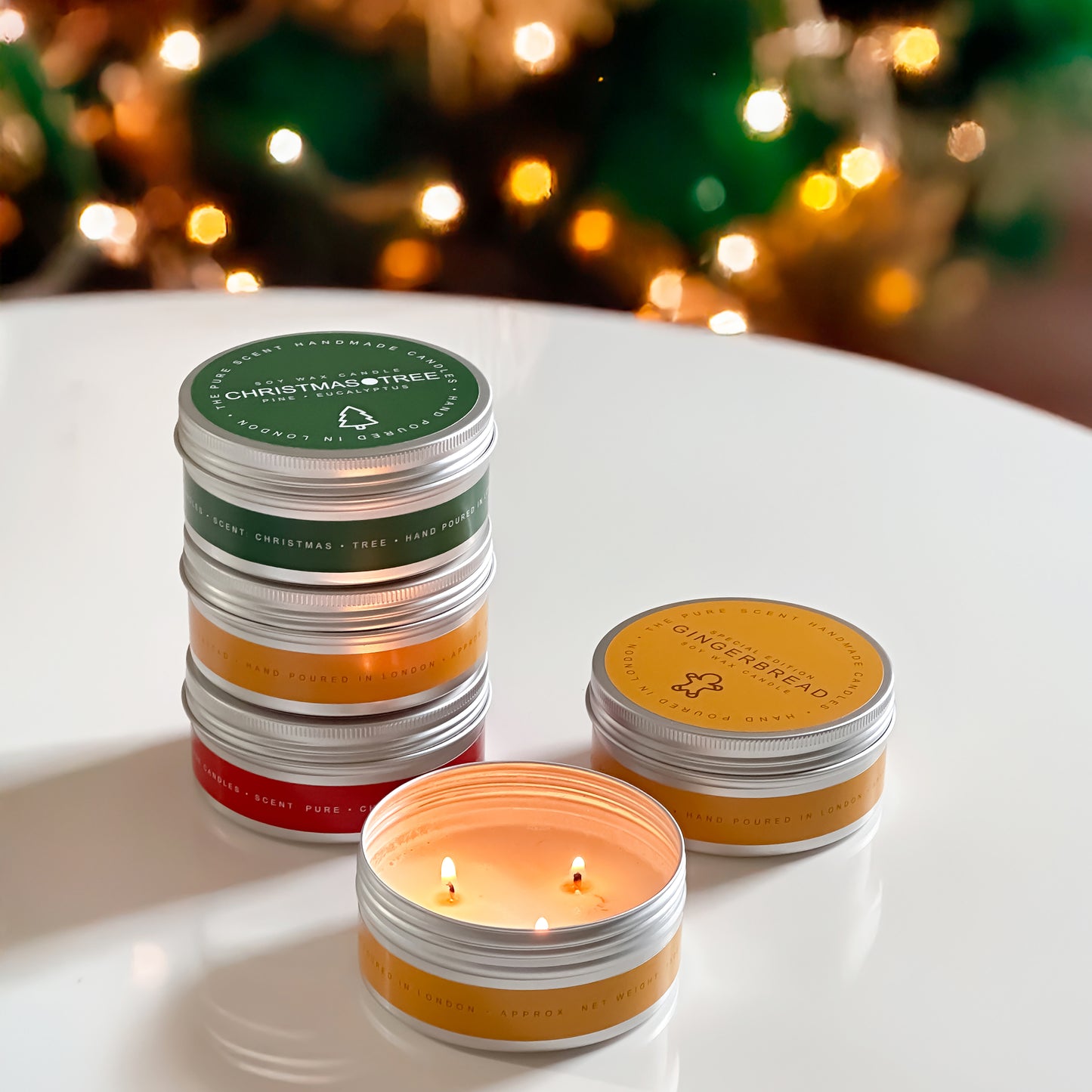 Christmas 3 Wick Soy Candles in a Tin - 150g | 3 Festive Scents
