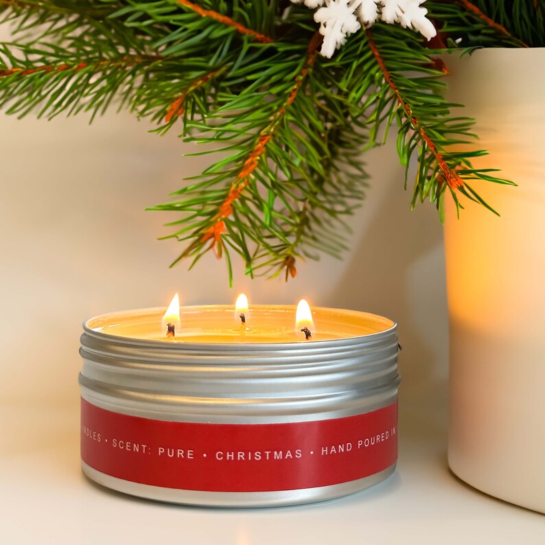 Christmas 3 Wick Soy Candles in a Tin - 150g | 3 Festive Scents