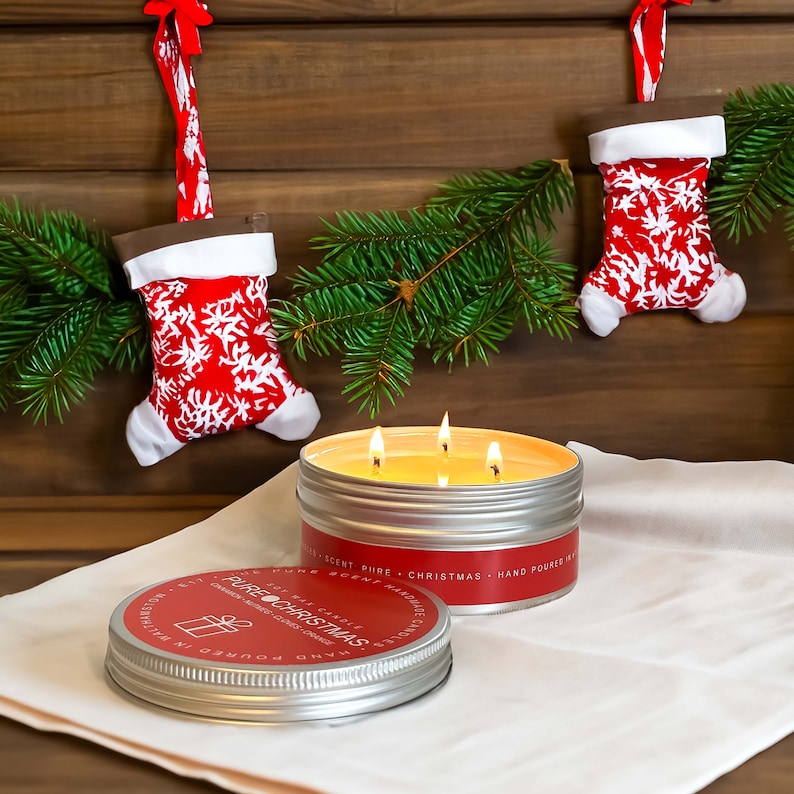 Christmas 3 Wick Soy Candles in a Tin - 150g | 3 Festive Scents