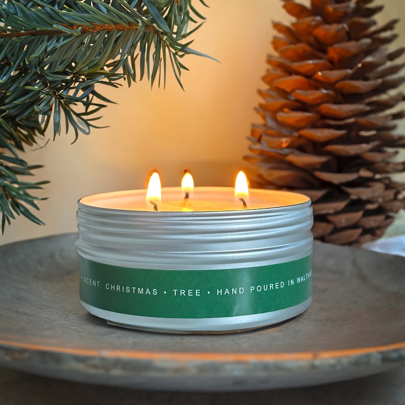 Christmas 3 Wick Soy Candles in a Tin - 150g | 3 Festive Scents