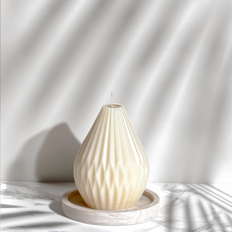 Handcrafted Pear-Shaped Pillar Candle | Unscented | Soy & Beeswax Blend | 130g