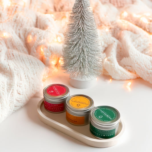 6 Christmas Mini Soy Scented Candles, 50g Each | 3 Festive Scents