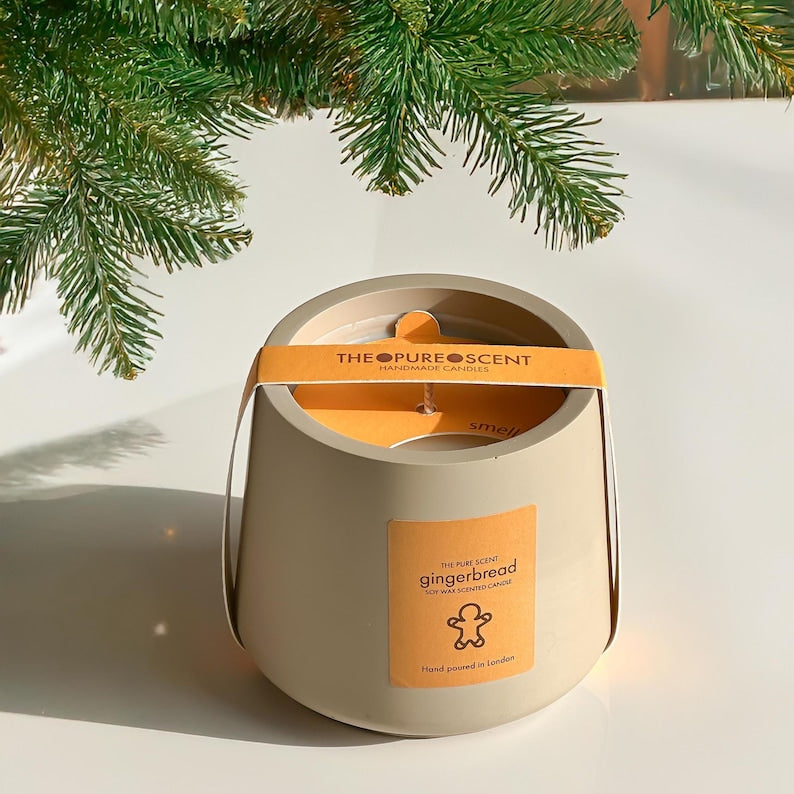 Handmade Christmas Soy Candle – Jesmonite Jar, 180g - 3 Festive Scents