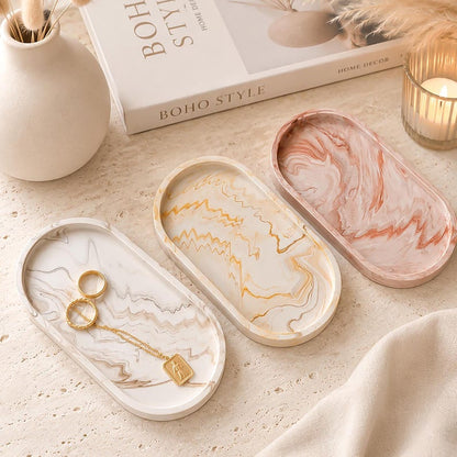 Jesmonite Oval Tray | Marble Effect by Artis Homeware