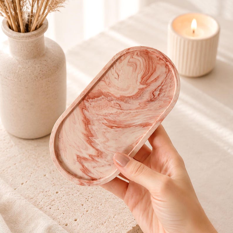 Jesmonite Oval Tray | Marble Effect by Artis Homeware