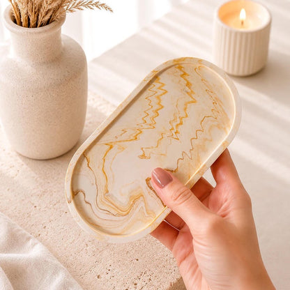 Jesmonite Oval Tray | Marble Effect by Artis Homeware