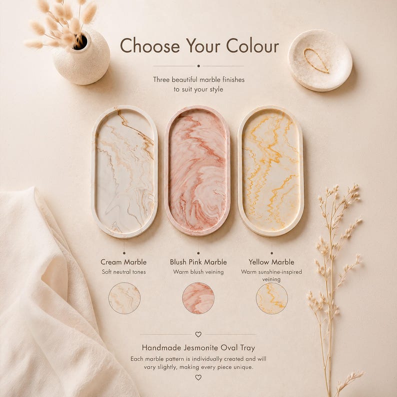 Jesmonite Oval Tray | Marble Effect by Artis Homeware