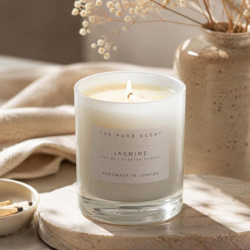 Medium Soy Candle in White Glass