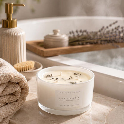 Large 3 Wick Soy Candle in Glossy White Glass