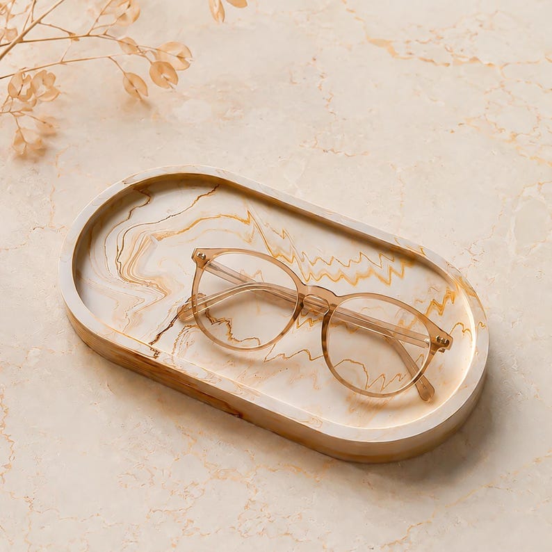 Jesmonite Oval Tray | Marble Effect by Artis Homeware