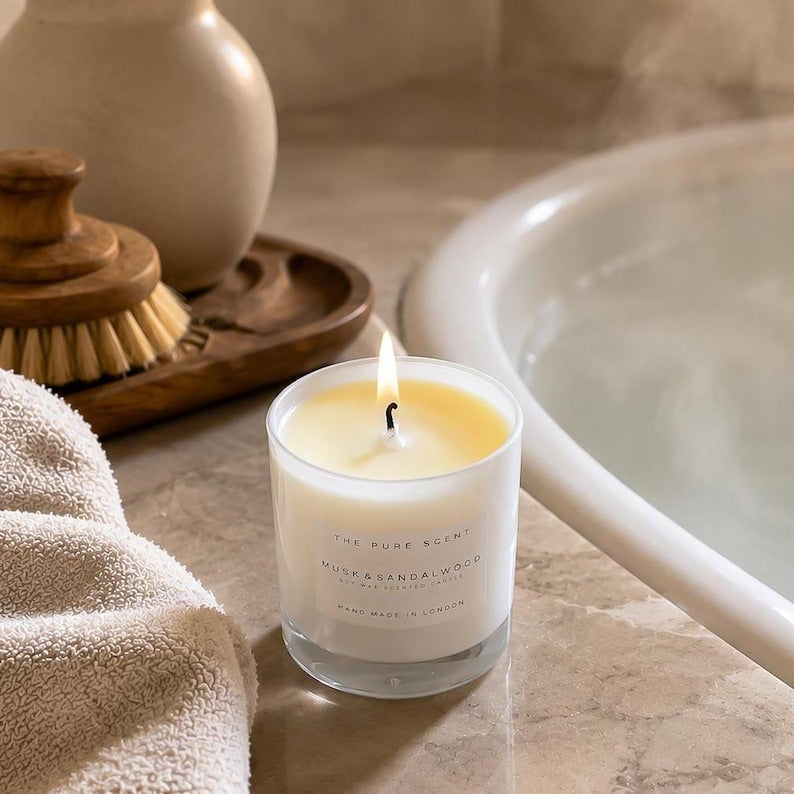 Medium Soy Candle in White Glass