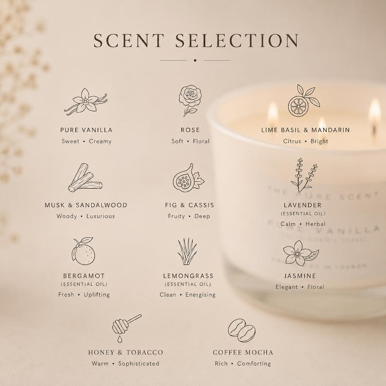 Large 3 Wick Soy Candle in Glossy White Glass
