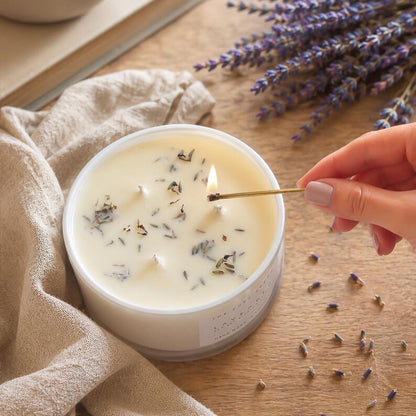 Large 3 Wick Soy Candle in Glossy White Glass