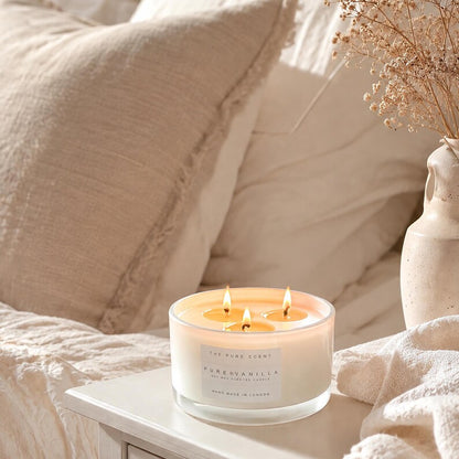 Large 3 Wick Soy Candle in Glossy White Glass